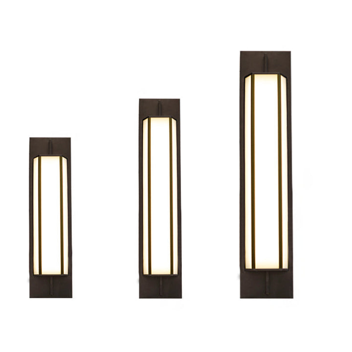 Modern Minimalist Long Square PMMA Stainless Steel LED Outdoor Wall Sconce Lamp For Garden