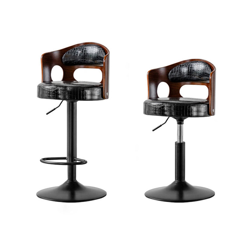 Tabouret de bar rond contemporain en tissu PU cuir scandinave bois éponge SGS avec dossier et repose-pieds pour cuisine 