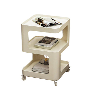 Table d'appoint carrée en fer amovible à la simplicité contemporaine avec étagères de rangement à 3 niveaux pour le salon 