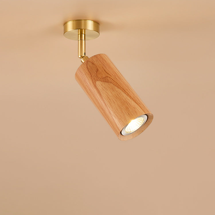 Plafonnier semi-encastré LED en bois de fer cylindrique chinois traditionnel pour salon 