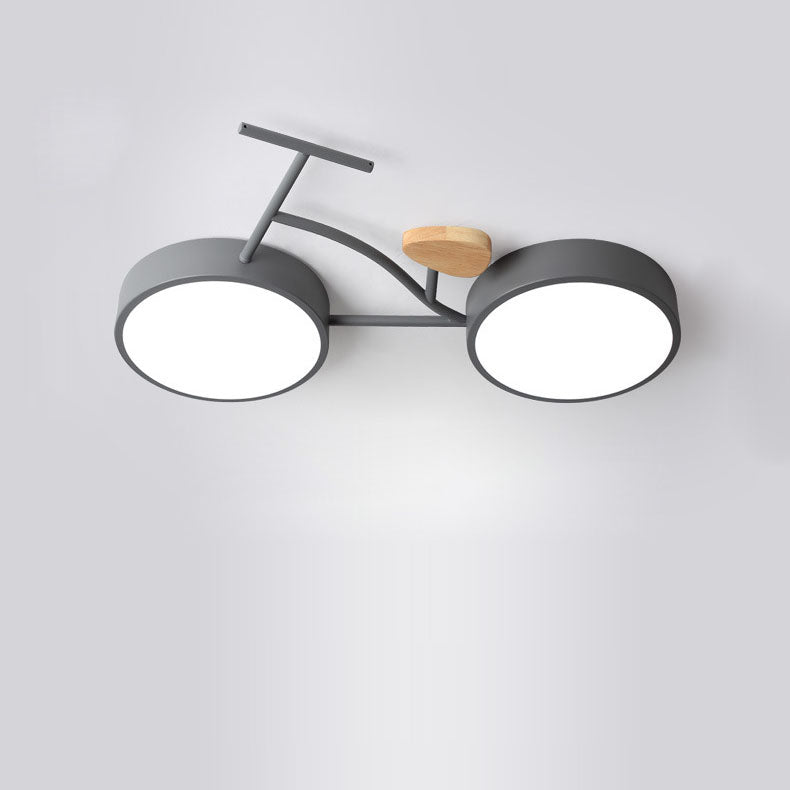 مصباح سقف للأطفال بتصميم عصري إبداعي للدراجة مصنوع من الأكريليك والخشب مع إضاءة LED لغرفة المعيشة 