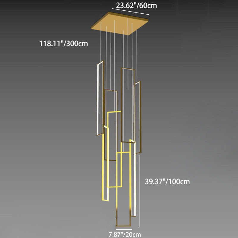 Plafonnier LED moderne minimaliste en fer, aluminium et silice rectangulaire pour escalier 