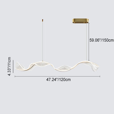 Zeitgenössische Luxus Acryl Wellpappe Flattern Band Hardware LED Insel Licht Pendelleuchte Für Wohnzimmer 