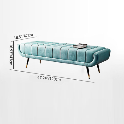 Modern Minimalist Rectangular Velvet Fabric Sponge Metal Footstool For Living Room