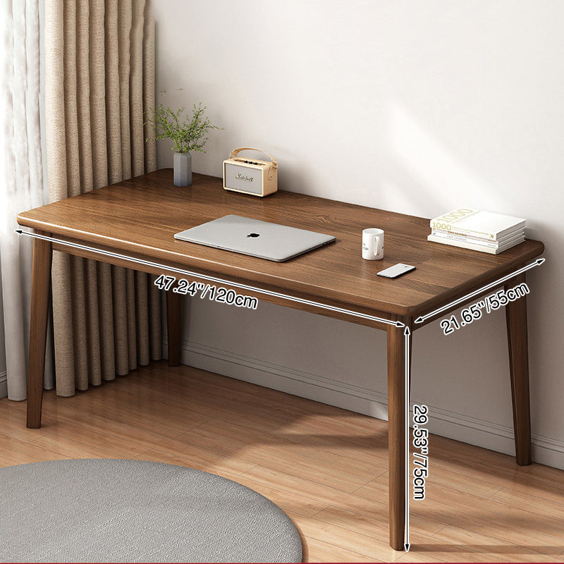 Bureau rectangulaire minimaliste moderne en panneau de fibres à densité moyenne et bois massif, 1 niveau, pour bureau à domicile 