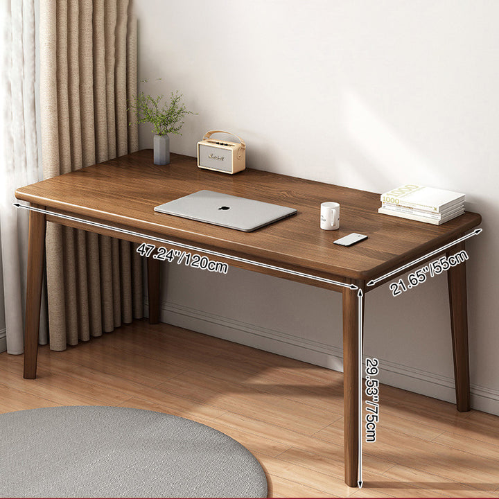 Bureau rectangulaire minimaliste moderne en panneau de fibres à densité moyenne et bois massif, 1 niveau, pour bureau à domicile 
