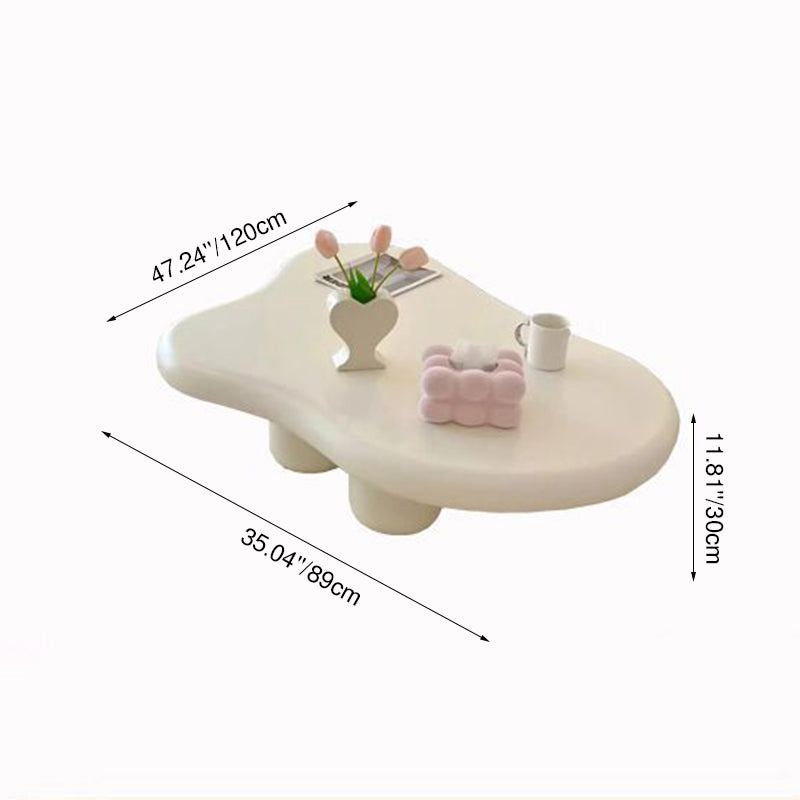 Table basse en acier au carbone et panneau de fibres de densité moyenne, de style minimaliste moderne et en forme de nuage, à 1 niveau, pour salon 