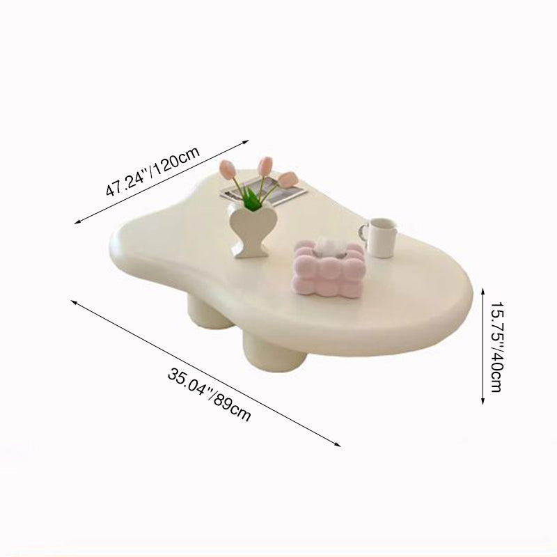 Table basse en acier au carbone et panneau de fibres de densité moyenne, de style minimaliste moderne et en forme de nuage, à 1 niveau, pour salon 