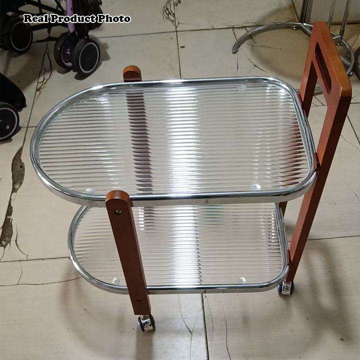 Table basse ovale japonaise traditionnelle amovible en bois avec verre en acier inoxydable à 2 niveaux pour salon 