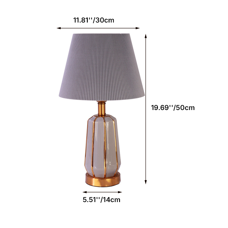 Contemporary Nordic Cylindrical Ceramic Metal Fabric 1-Light Table Lamp For Bedroom