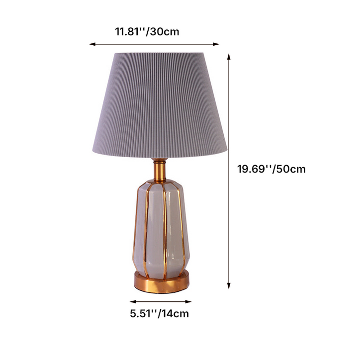 Contemporary Nordic Cylindrical Ceramic Metal Fabric 1-Light Table Lamp For Bedroom
