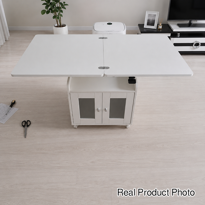 Modern Minimalist Movable Liftable Foldable Expandable Particle Board Coffee Table 1-Cabinet For Living Room