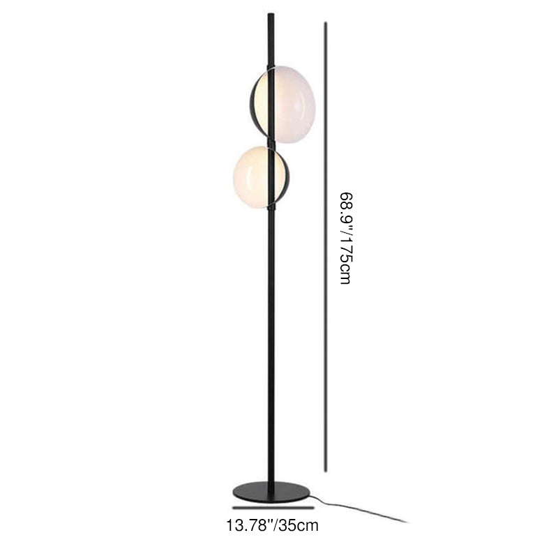 Moderne minimalistische runde Stehlampe aus Schmiedeeisen mit 2-flammigem Schirm für das Wohnzimmer 