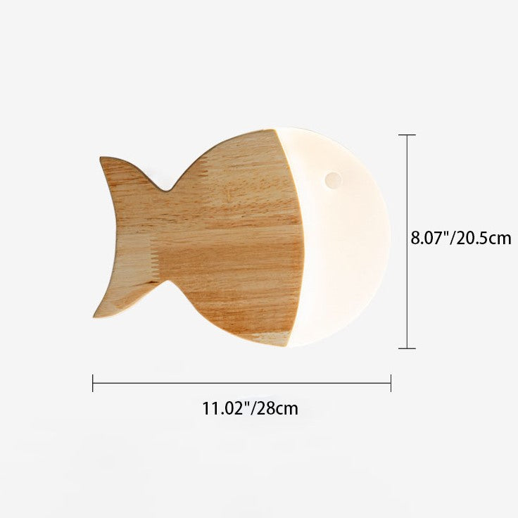 Nordic Kreative Einfache Holzkunst Kleine Fisch LED Wandleuchte 