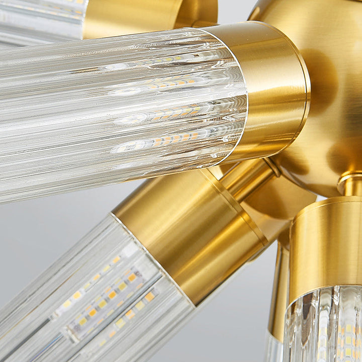 Candelabro contemporáneo creativo de cilindro de hierro acrílico de 11 luces para comedor 