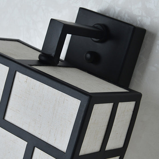 Lámpara Aplique de Pared de 1 Luz de Hierro con Pantalla de Tela Rectangular Retro Contemporánea para Comedor 