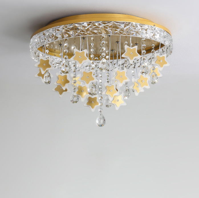 Plafonnier LED moderne nordique pour enfants en fer acrylique cristal rond étoile pour chambre à coucher 