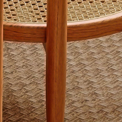 Traditioneller japanischer runder Glastisch aus Rattan und massivem Holz mit 2 Ebenen für das Wohnzimmer 