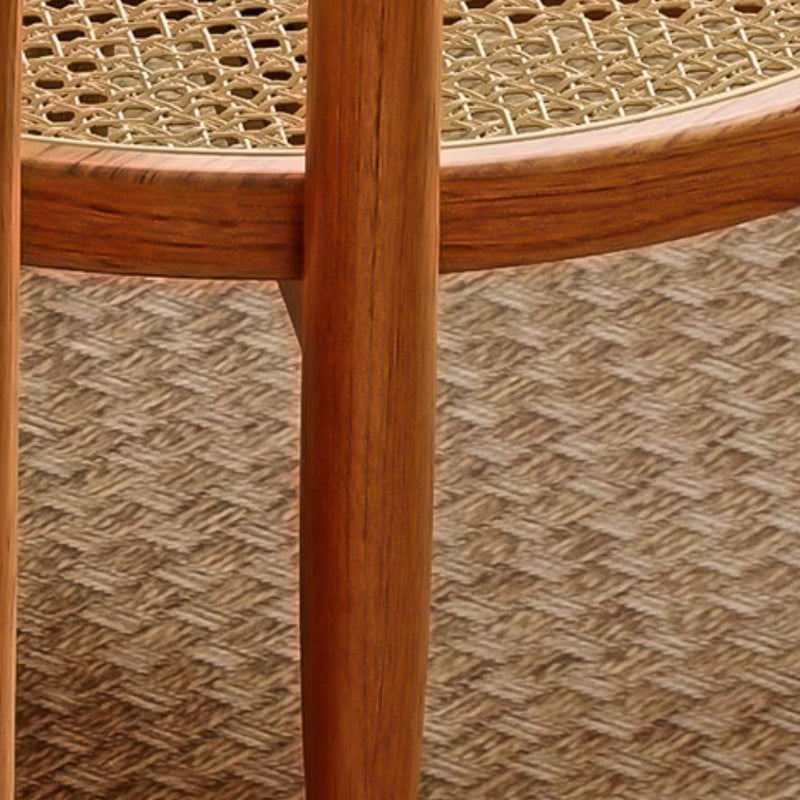 Traditioneller japanischer runder Glastisch aus Rattan und massivem Holz mit 2 Ebenen für das Wohnzimmer 