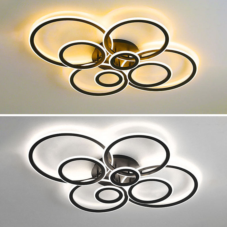 Moderne minimalistische Kombination runder Kreis Hardware Acryl LED Semi-Flush Mount Deckenleuchte für Wohnzimmer 