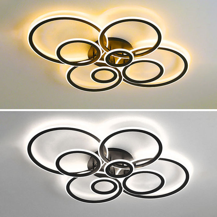 Moderne minimalistische Kombination runder Kreis Hardware Acryl LED Semi-Flush Mount Deckenleuchte für Wohnzimmer 