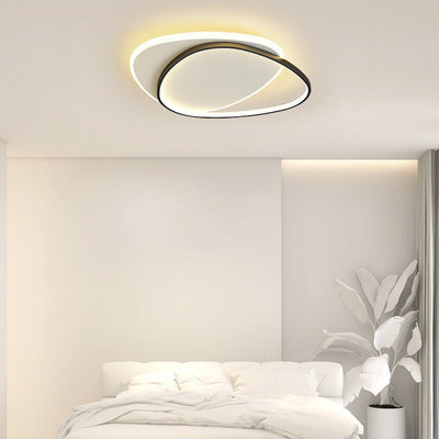 Modern Minimalist Triangle Oval Acrylic Iron LED Flush Mount Ceiling Light For Living Room