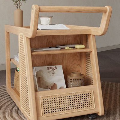 Zeitgenössischer Retro Massivholz Beweglicher Multifunktionaler Lagerung Beistelltisch 3-stufig Für Wohnzimmer 