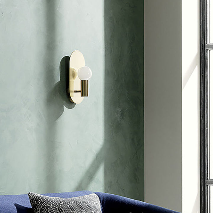 Contemporary Nordic Iron Oval Ball 1-Light Wall Sconce Lamp For Bedroom