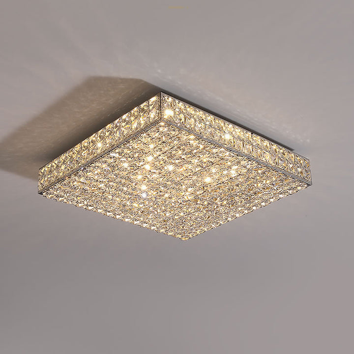 Moderne Luxus Edelstahl Kristall Quadrat Rechteckigen Würfel LED Unterputz Deckenleuchte Für Wohnzimmer 