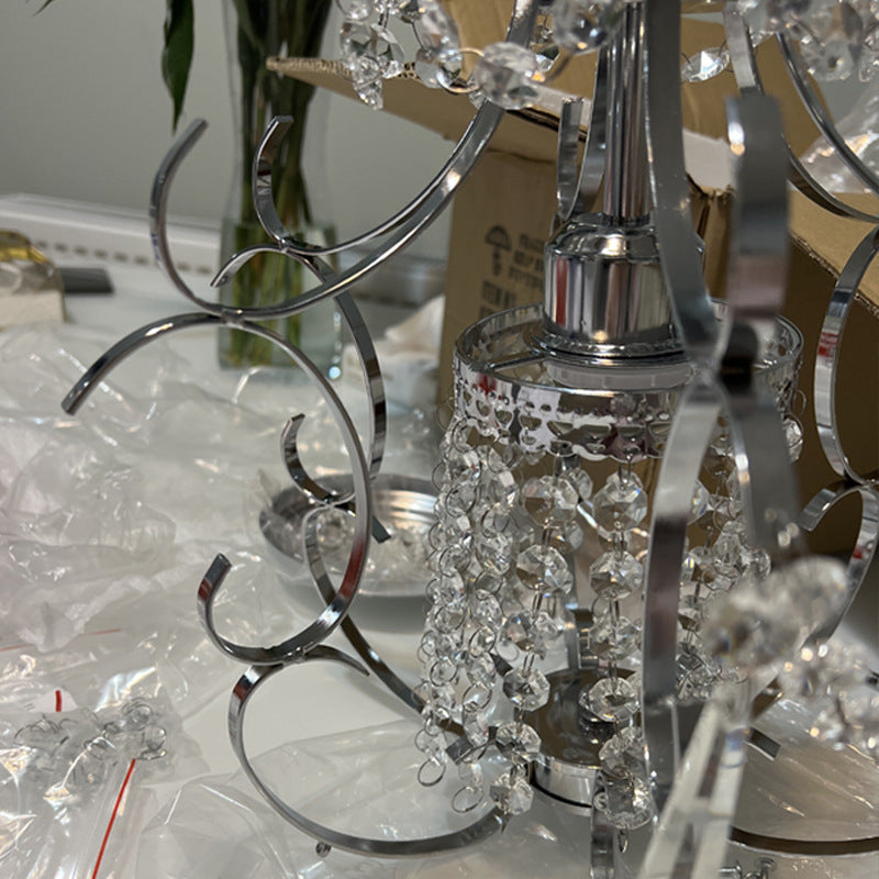 Suspension Luminaire en Cristal de Fer Côté Traditionnel de Luxe à 1 Lumière pour Salon 