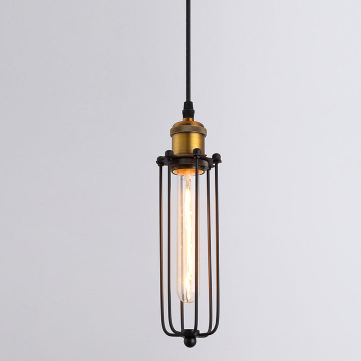 Suspension Luminaire 1-Lumière en Aluminium Fer Fil Cylindre Vintage Traditionnel pour Salon 