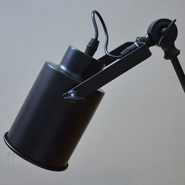 Zeitgenössische Industrie Zylinder Swing Arm Eisen Aluminium 1-Licht Wandleuchte Lampe für Wohnzimmer 