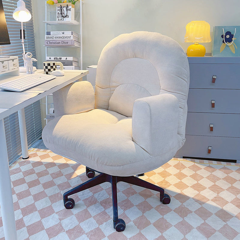 Zeitgenössischer skandinavischer gebogener quadratischer Baumwoll-Leinen-Nylon-Schreibtischstuhl mit Rückenlehne und Armlehne für das Home Office 