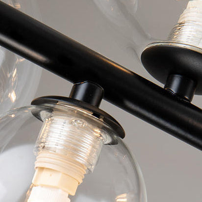 Lustre contemporain scandinave en fer et verre rond sphérique 7/10 lumières pour salle à manger 