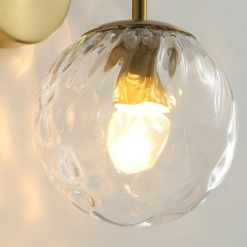 Zeitgenössische skandinavische runde Kugel Eisen Glas 1-Licht Wandleuchte Lampe für Schlafzimmer 