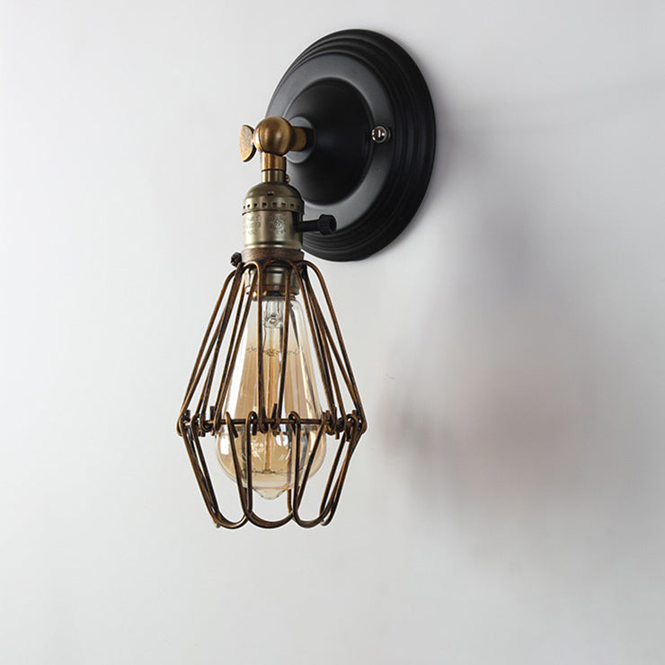Aplique de pared de 1 luz con pantalla de soporte de hierro retro contemporáneo para comedor 