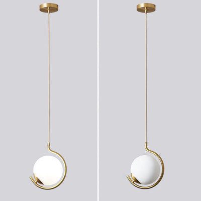 Boule de Verre Nordique Contemporaine Fer Suspension Luminaire 1-Lumière Pour Salon 