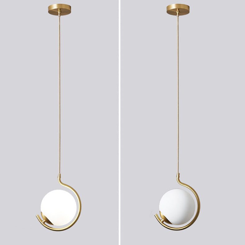 Boule de Verre Nordique Contemporaine Fer Suspension Luminaire 1-Lumière Pour Salon 