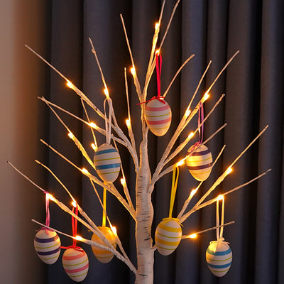 Lampe de table USB LED en plastique avec arbre décoré d'œufs de Pâques créatifs contemporains pour chambre 