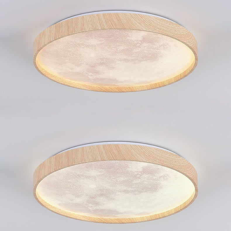 Zeitgenössische skandinavische Eisen-Plastikrunde Mond-LED-Unterputz-Deckenleuchte für Wohnzimmer 