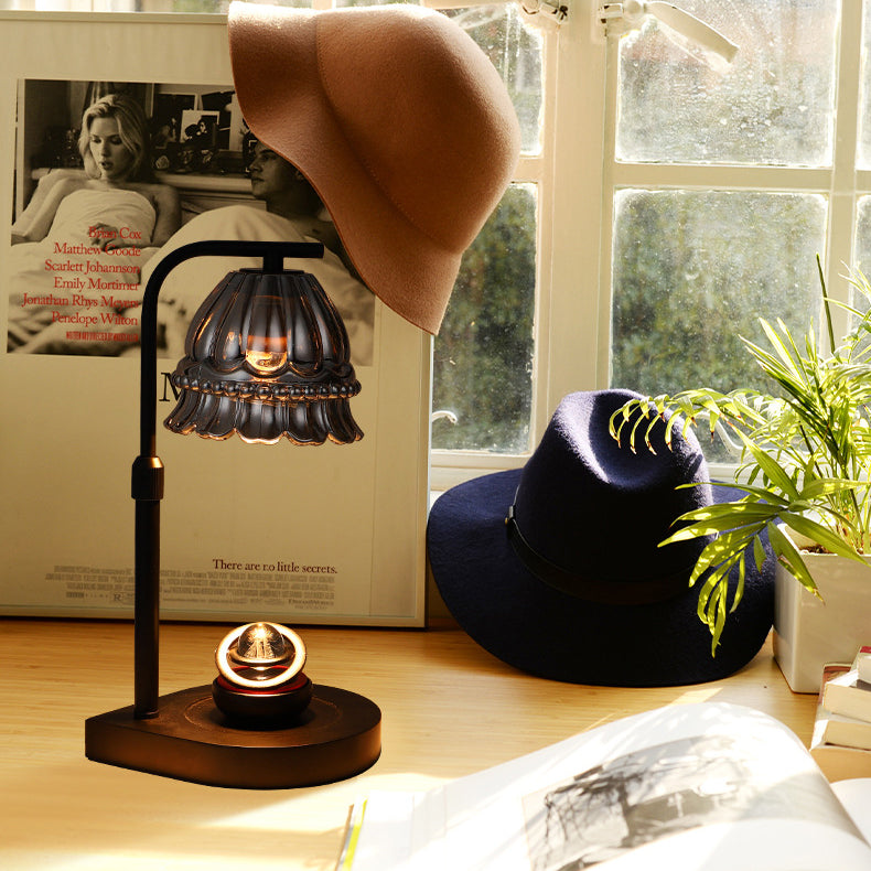 Moderne Art Deco Blume Typ Holz Glas 1-Licht Schmelzen Wachs Tisch Lampe Für Schlafzimmer 