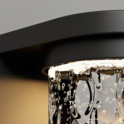 Lampe applique murale LED cylindrique en verre inoxydable solaire étanche de luxe moderne pour patio extérieur 