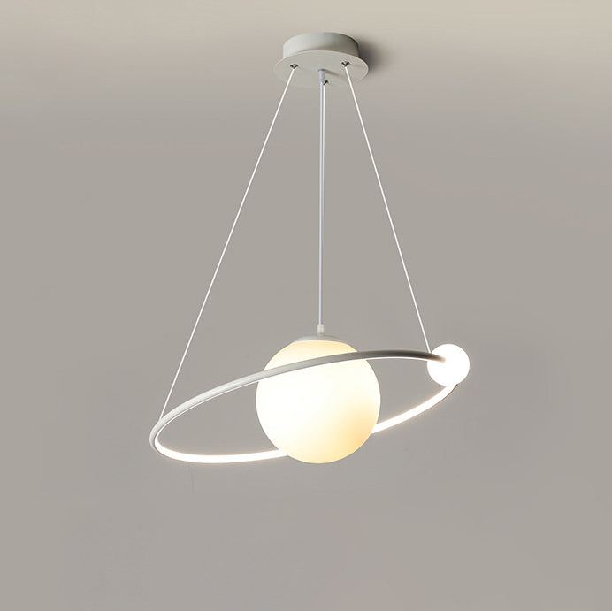 Lustre LED en forme de cercle minimaliste moderne en fer, silicone et aluminium pour salon 