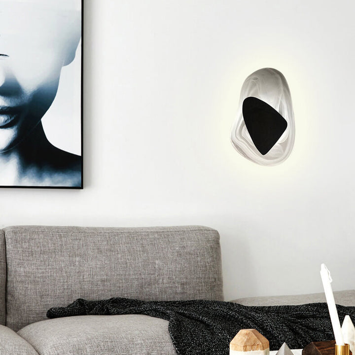 Modern Art Deco Irregular Oval Glass Iron LED Wall Sconce Lamp For Living Room