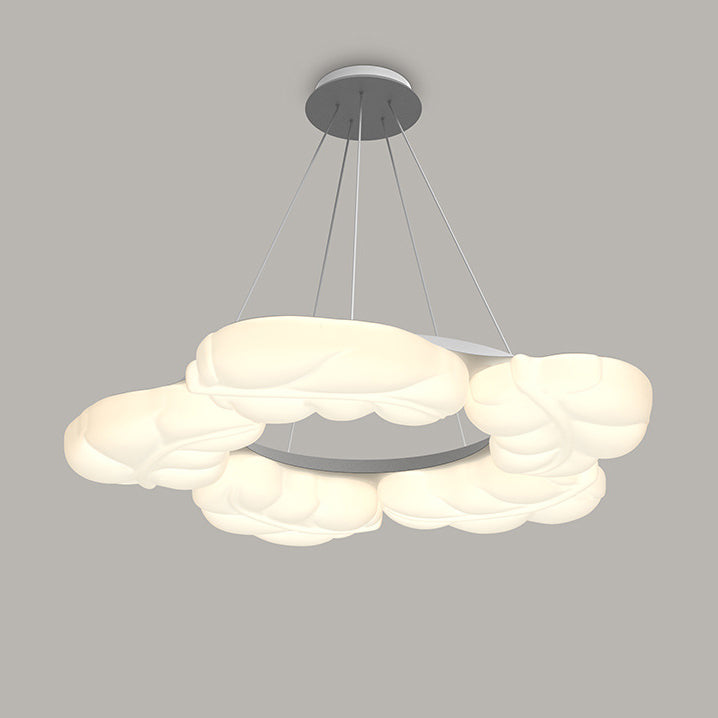 Lustre à suspension LED en fer avec abat-jour en feuilles PE créatives contemporaines pour salon 