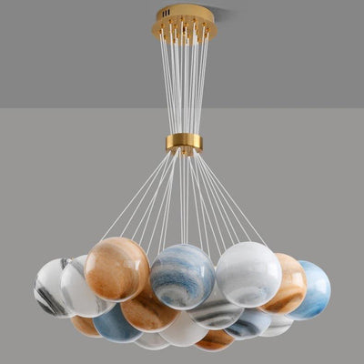 Zeitgenössischer kreativer Mondglas-Kronleuchter mit 7/13/19 Lichtern für Wohnzimmer 