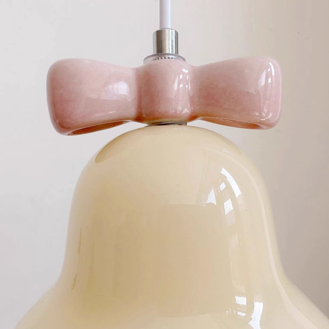 Moderne Art déco Bow Bells Fer Céramique Verre Suspension 1 Lumière Pour Salon 