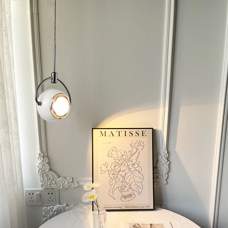 Luz colgante LED de vidrio de aluminio esférico giratorio minimalista moderno para dormitorio 