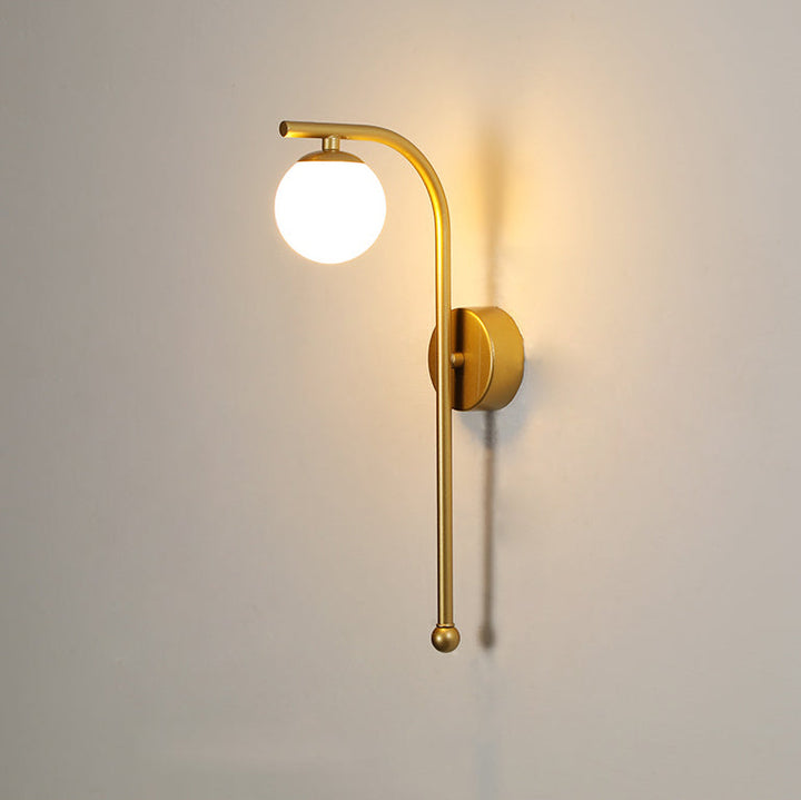 Lampe murale contemporaine de luxe avec abat-jour sphérique en acrylique, fer et aluminium à 1 lumière pour chambre 
