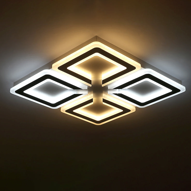 Moderne minimalistische Diamant Eisen Acryl LED Unterputz Deckenleuchte für Wohnzimmer 